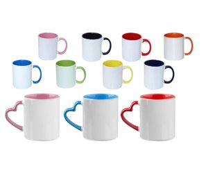 ספל צבעוני/ידית לב עם הדפסה אישית